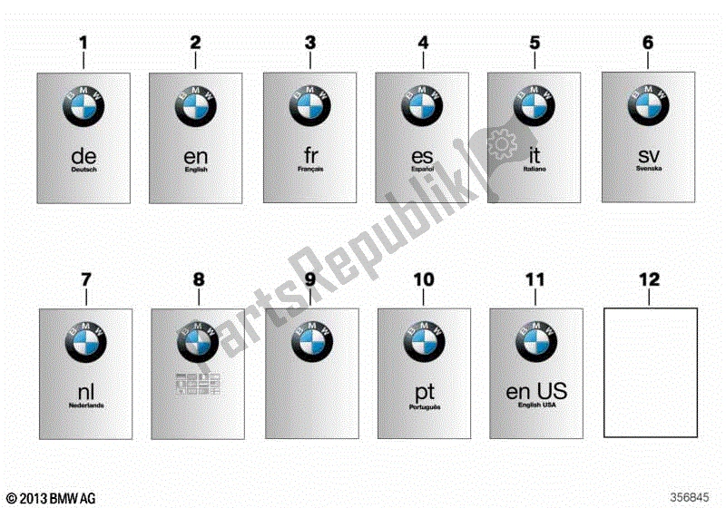 Todas las partes para Manual Del Propietario de BMW R 1200 GS K 50 2012 - 2016