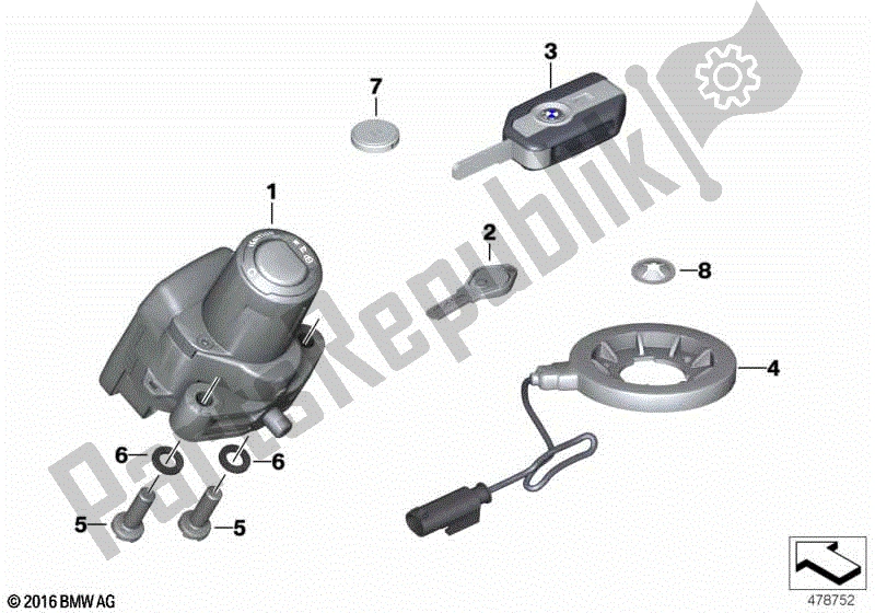 Todas las partes para Sistema De Bloqueo De Control Remoto Rf de BMW R 1200 GS K 50 2012 - 2016