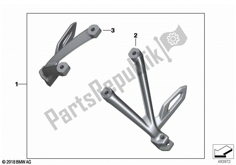 Todas las partes para Set Soporte Reposapiés Negro de BMW R 1200 GS K 50 2012 - 2016