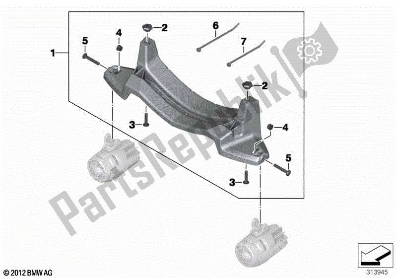 Todas las partes para Juego De Soportes Faros Auxiliares Led de BMW R 1200 GS K 50 2012 - 2016