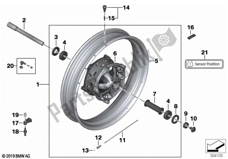 Todas las partes para Rueda Delantera De Radios de BMW R 1200 GS K 50 2012 - 2016