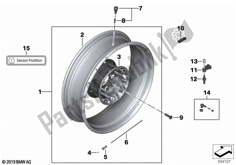 Todas las partes para Rueda De Radios, Trasera de BMW R 1200 GS K 50 2012 - 2016