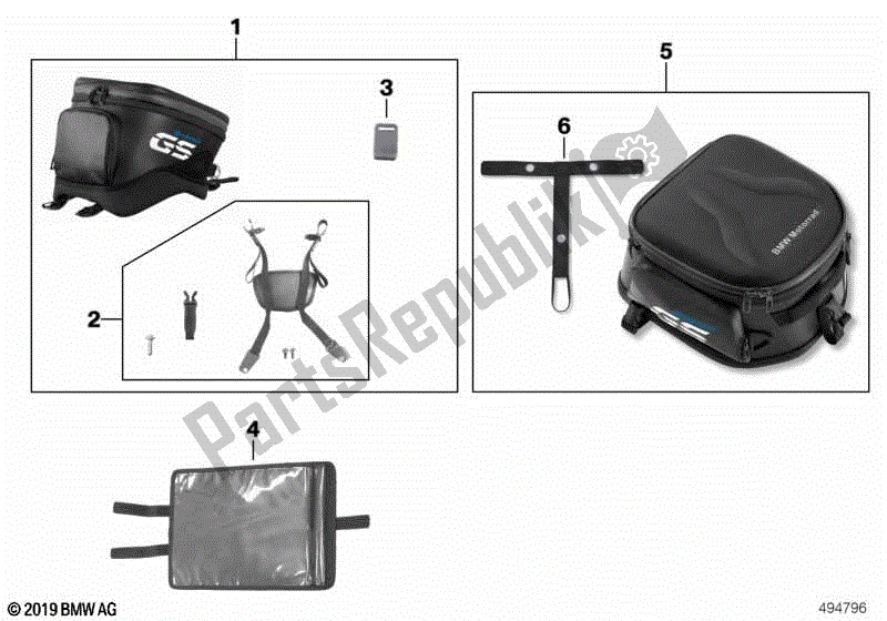 Todas las partes para Bolsa De Tirantes de BMW R 1200 GS K 50 2012 - 2016