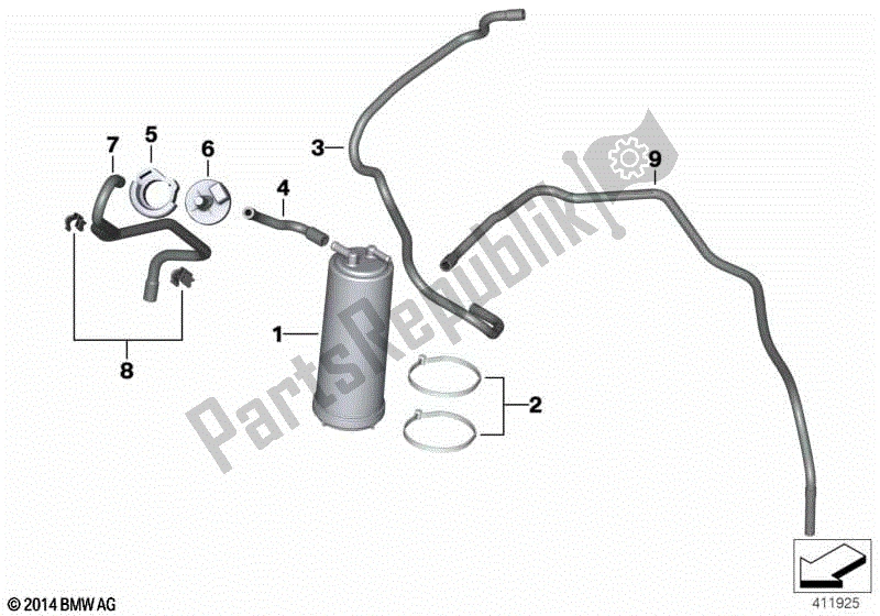 Todas las partes para Filtro / Tubo De Carbón Activado de BMW R 1200 GS K 50 2017 - 2018