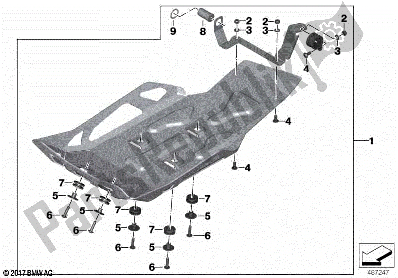 Alle onderdelen voor de Motorbescherming, Aluminium van de BMW R 1200 GS K 50 2017 - 2018