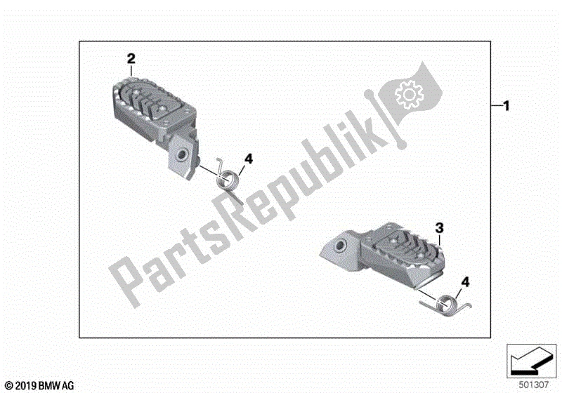 Toutes les pièces pour le Repose-pieds Réglable du BMW R 1200 GS K 50 2017 - 2018