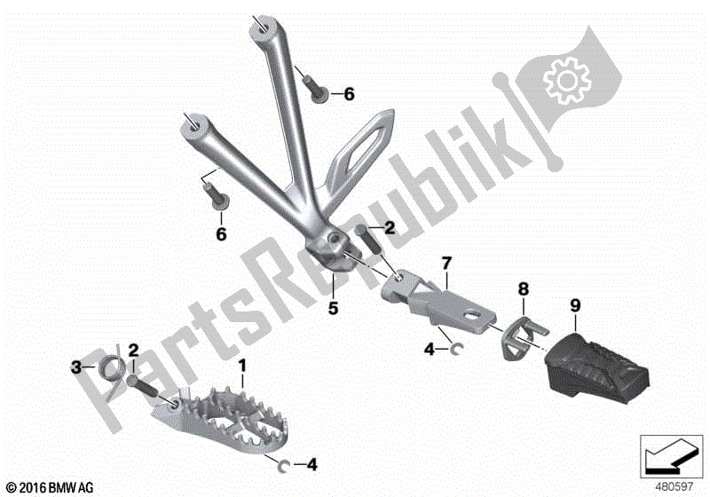 Todas las partes para Reposapiés Delantero Y Trasero de BMW R 1200 GS K 50 2017 - 2018