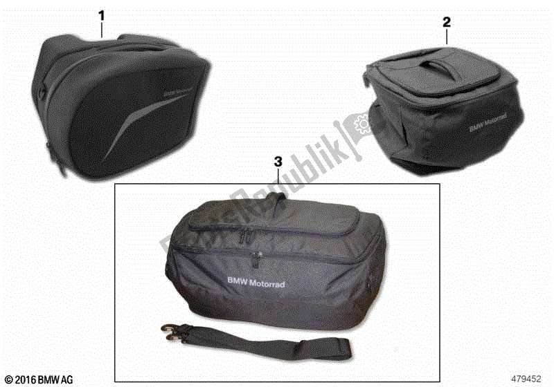 Todas las partes para Bolsa Interior Alforja / Baúl de BMW R 1200 GS K 50 2017 - 2018