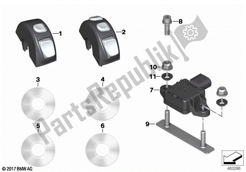 Alle onderdelen voor de Retrof. Rijmodus Dtc, Hsc, Abs Pro van de BMW R 1200 GS K 50 2017 - 2018