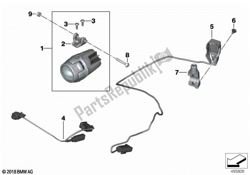 Todas las partes para Faro Auxiliar Led Modernizado de BMW R 1200 GS K 50 2017 - 2018