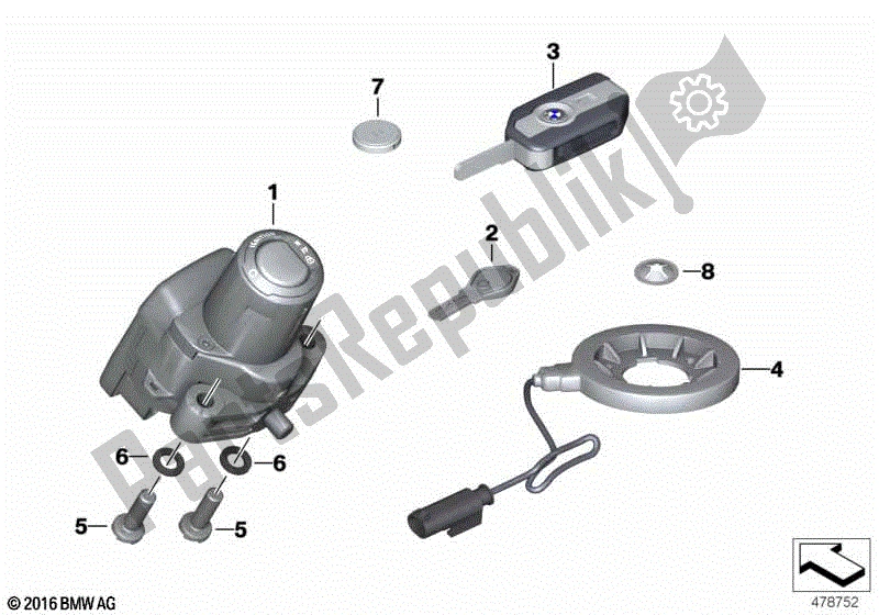 Toutes les pièces pour le Système De Verrouillage De La Télécommande Rf du BMW R 1200 GS K 50 2017 - 2018