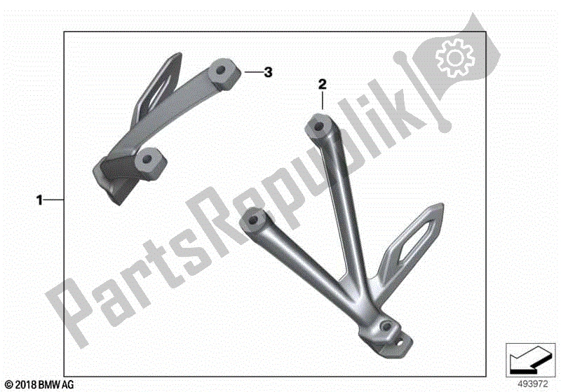 Alle onderdelen voor de Set Voetsteunbeugel Zwart van de BMW R 1200 GS K 50 2017 - 2018