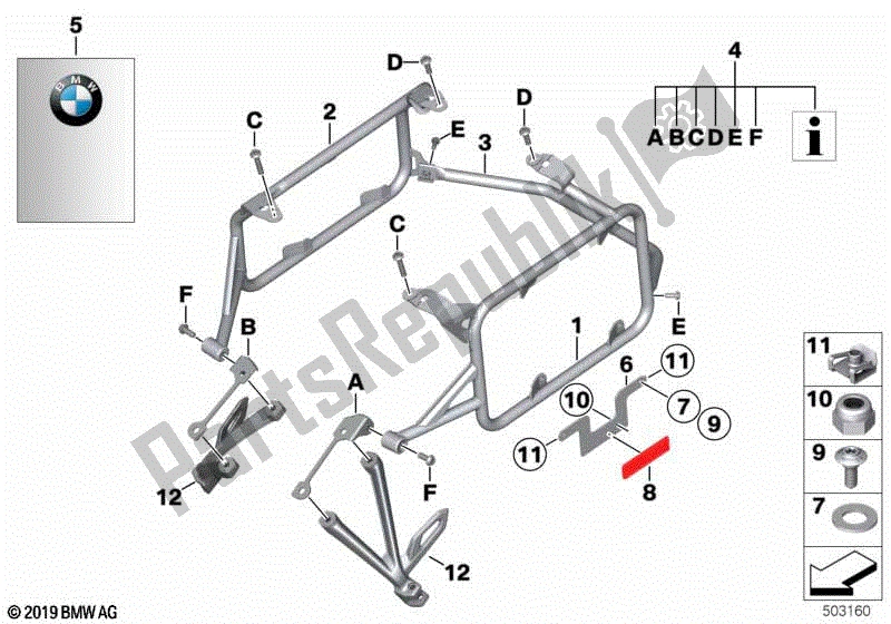 Toutes les pièces pour le Jeu De Pièces De Montage Pour Le Porteur De Caisse du BMW R 1200 GS K 50 2017 - 2018