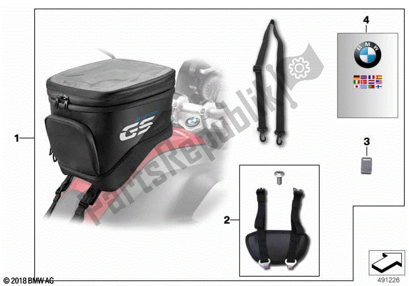 Toutes les pièces pour le Sac à Dos Tank, Grand du BMW R 1200 GS K 50 2017 - 2018