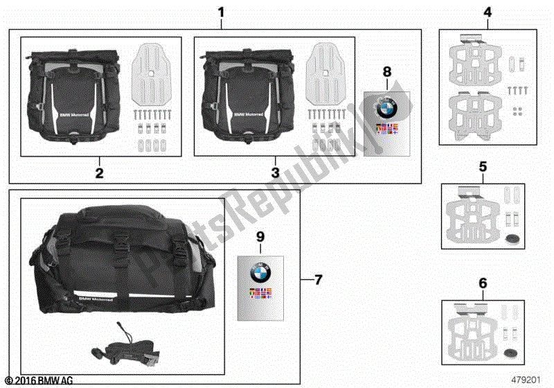 Alle onderdelen voor de Divers Bagagesysteem van de BMW R 1200 GS ADV K 255 2006 - 2007