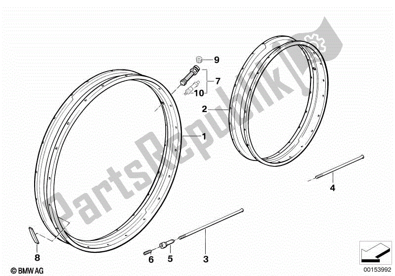 Toutes les pièces pour le Rayon Jante / Rayon du BMW R 1200 GS ADV K 255 2006 - 2007