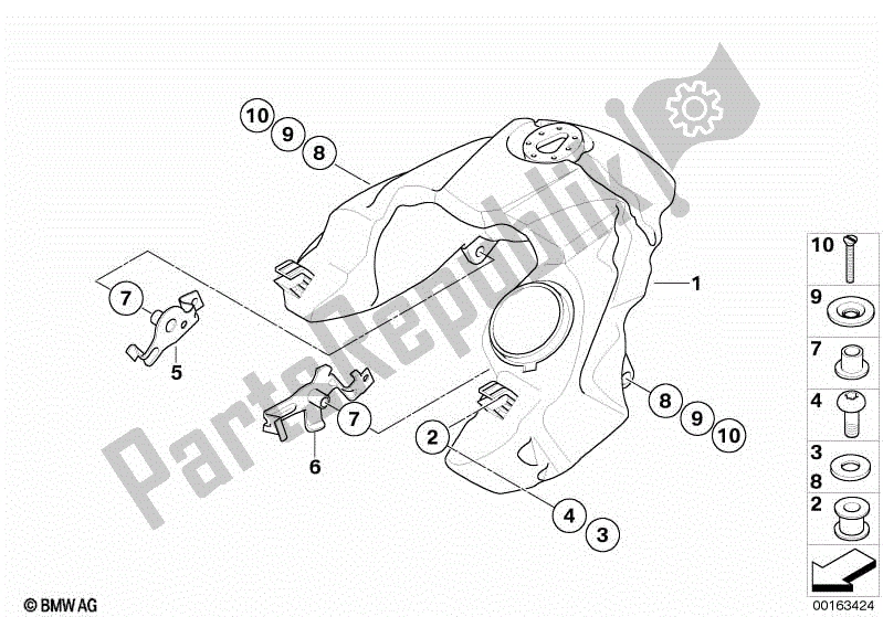 Alle onderdelen voor de Brandstoftank / Montage Fittingen van de BMW R 1200 GS ADV K 255 2008 - 2009