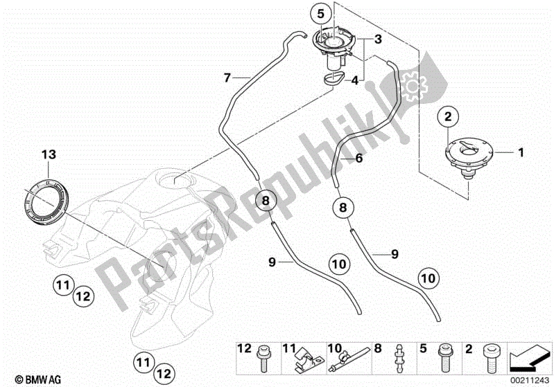 Alle onderdelen voor de Brandstoftank / Montage Onderdelen van de BMW R 1200 GS ADV K 255 2008 - 2009