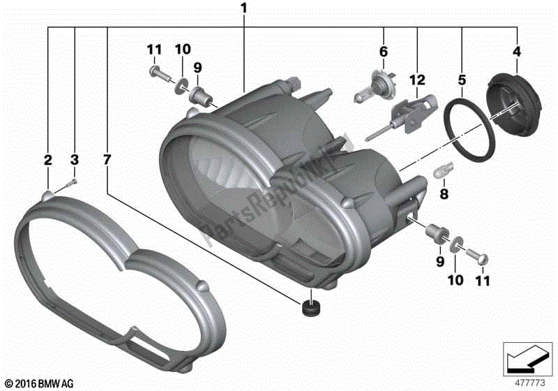 Alle onderdelen voor de Koplamp van de BMW R 1200 GS ADV K 255 2008 - 2009