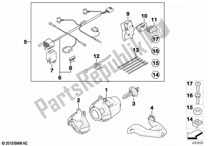 Alle onderdelen voor de Montageset Extra Koplamp van de BMW R 1200 GS ADV K 255 2008 - 2009