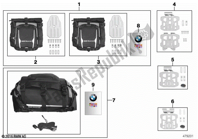 Alle onderdelen voor de Divers Bagagesysteem van de BMW R 1200 GS ADV K 255 2008 - 2009