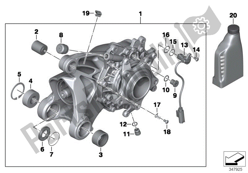 Todas las partes para Caja De Cambios En ángulo Recto Con Ventilación de BMW R 1200 GS ADV K 255 2008 - 2009