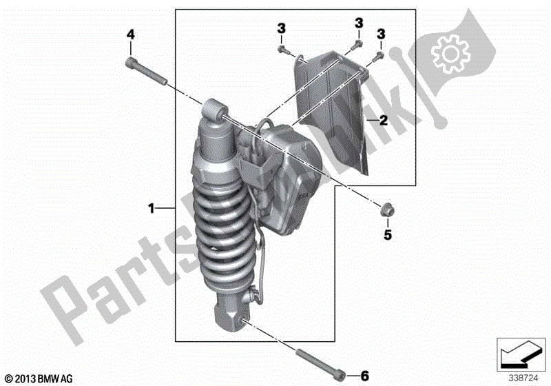 Alle onderdelen voor de Veerpoot, Esa, Achter van de BMW R 1200 GS ADV K 255 2008 - 2009