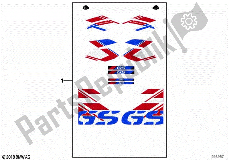 Todas las partes para Conjunto De Pegatinas 'gs' de BMW R 1200 GS ADV K 255 2008 - 2009