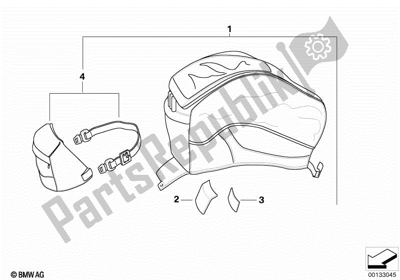 Alle onderdelen voor de Tanktop Tas van de BMW R 1200 GS ADV K 255 2008 - 2009