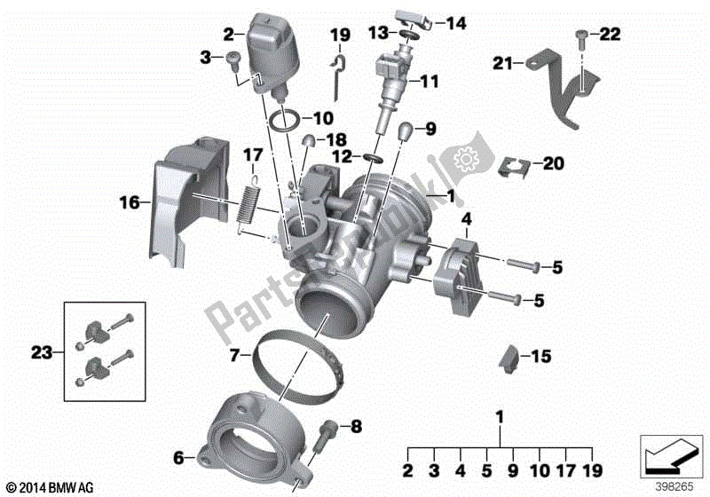 Alle onderdelen voor de Gasklephuis van de BMW R 1200 GS ADV K 255 2008 - 2009