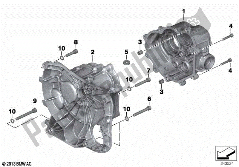 Alle onderdelen voor de Transmissiehuis van de BMW R 1200 GS ADV K 255 2008 - 2009