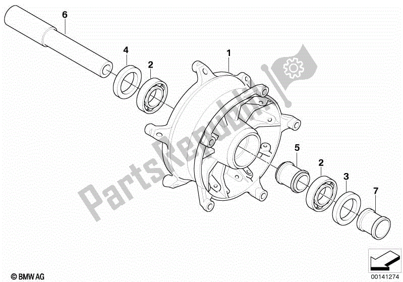 Alle onderdelen voor de Wielnaaf, Voor van de BMW R 1200 GS ADV K 255 2008 - 2009