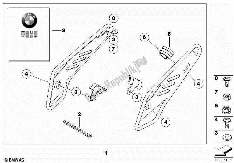 Alle onderdelen voor de Kit, Framebeschermer van de BMW R 1200 GS ADV K 255 2010 - 2013