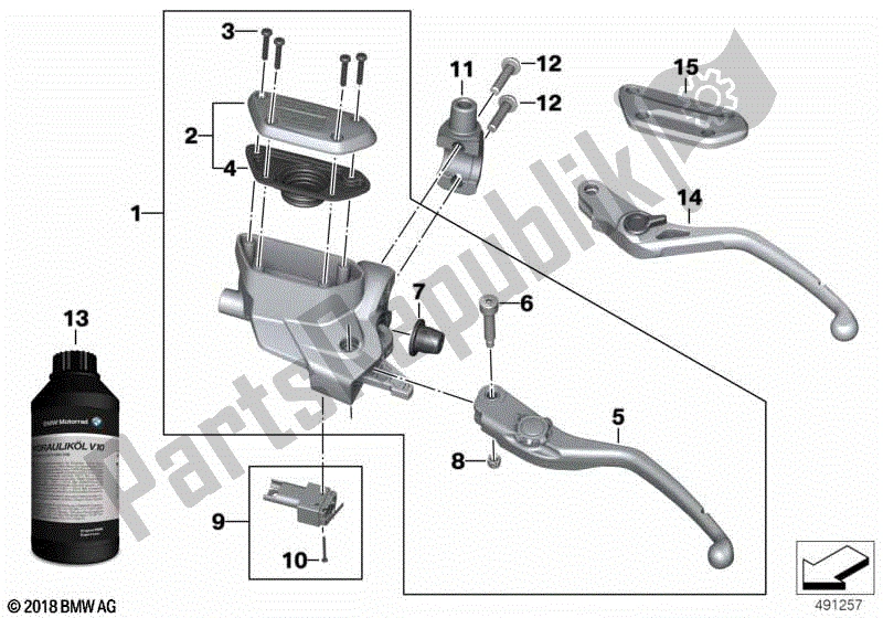 Alle onderdelen voor de Koppelingsbediening van de BMW R 1200 GS ADV K 51 2012 - 2018