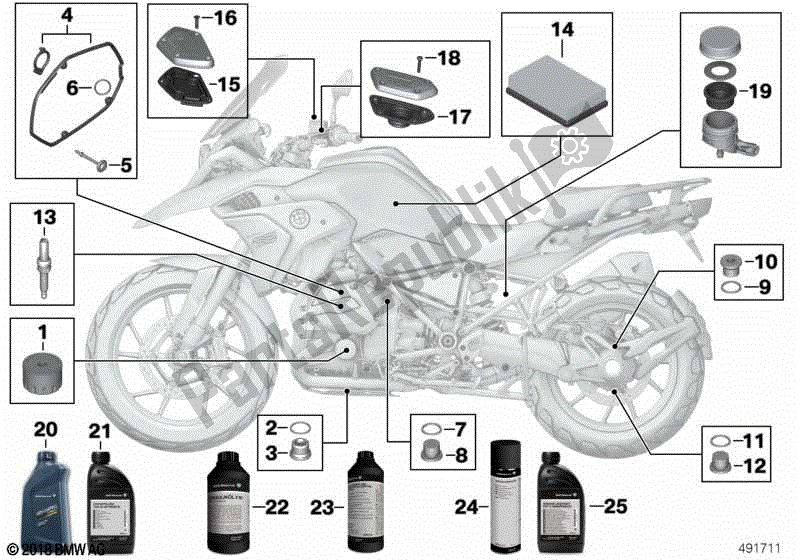 Alle onderdelen voor de Motorolie / Onderhoudsservice van de BMW R 1200 GS ADV K 51 2012 - 2018