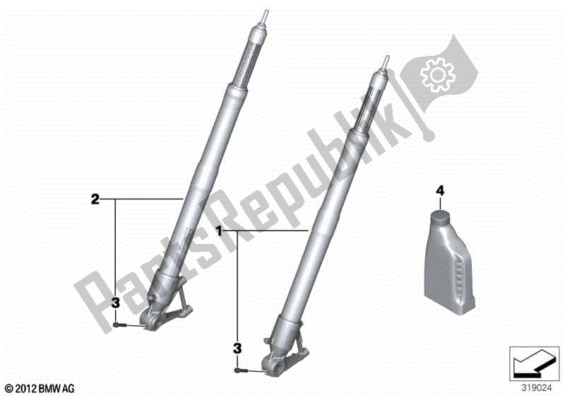 Alle onderdelen voor de Vorkpoot van de BMW R 1200 GS ADV K 51 2012 - 2018
