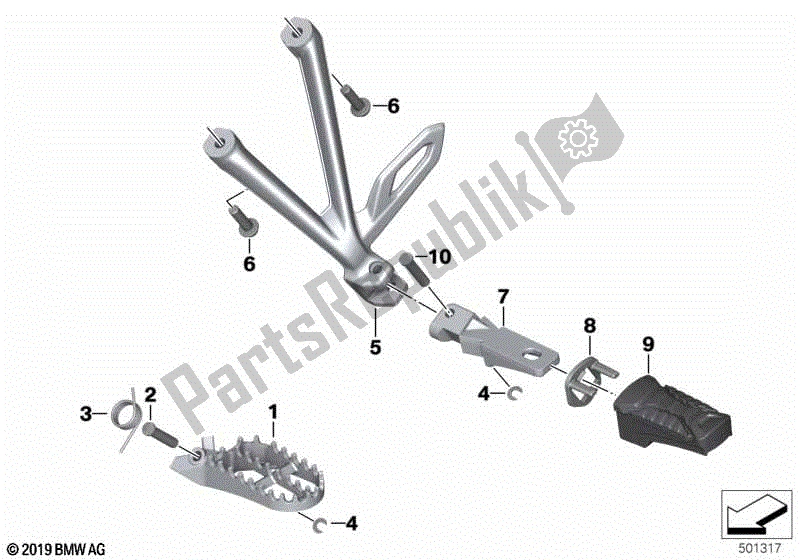 Todas las partes para Reposapiés Delantero Y Trasero de BMW R 1200 GS ADV K 51 2012 - 2018