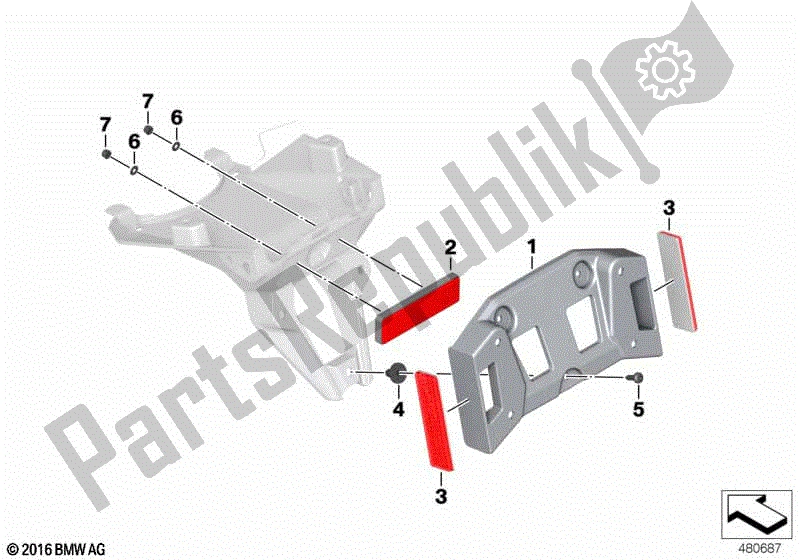 Toutes les pièces pour le Support De Plaque D'immatriculation Us / Réflecteurs du BMW R 1200 GS ADV K 51 2012 - 2018