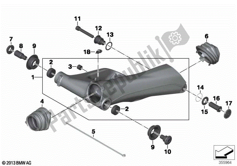 Alle onderdelen voor de Achterwiel Zwaaiende Arm van de BMW R 1200 GS ADV K 51 2012 - 2018