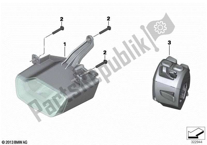 Alle onderdelen voor de Dagrijverlichting Achteraf Inbouwen van de BMW R 1200 GS ADV K 51 2012 - 2018