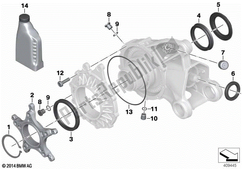 Alle onderdelen voor de Haakse Versnellingsbak, Losse Onderdelen van de BMW R 1200 GS ADV K 51 2012 - 2018