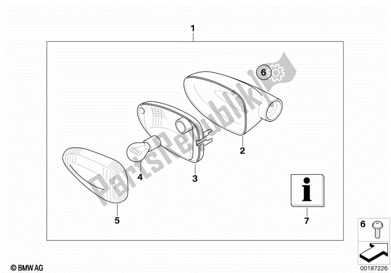 Todas las partes para Install. Kit Intermitentes, Blanco de BMW R 1200R K 27 2006 - 2010