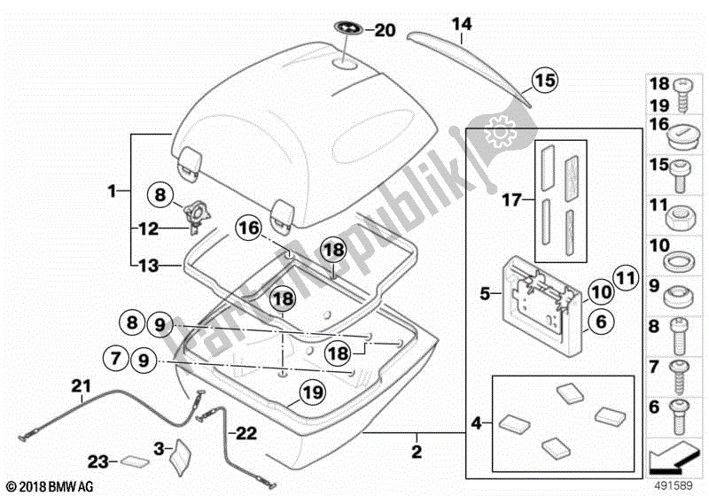 Todas las partes para Piezas Individuales Para Top Case 28i de BMW R 1200R K 27 2006 - 2010