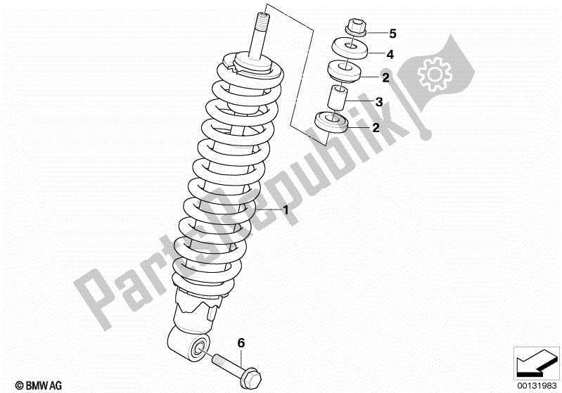 All parts for the Spring Strut, Front of the BMW R 1200R K 27 2006 - 2010