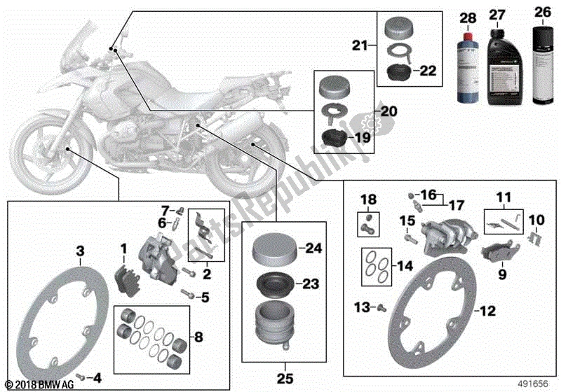 All parts for the Brake Service of the BMW R 1200R K 27 2011 - 2014