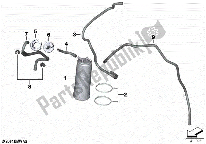 Todas las partes para Filtro / Tubo De Carbón Activado de BMW R 1200R K 53 2014 - 2018