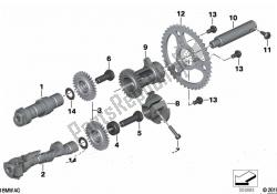 Camshaft, pulley, intermediate shaft