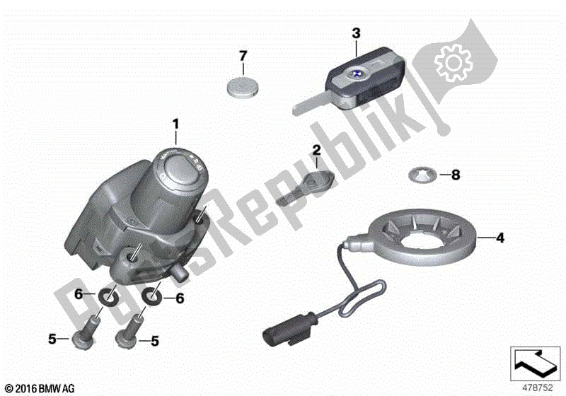 Todas las partes para Sistema De Bloqueo De Control Remoto Rf de BMW R 1200R K 53 2014 - 2018