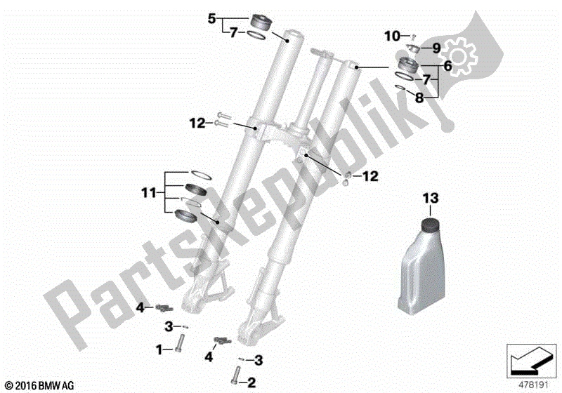 Todas las partes para Servicio De Horquillas Telescópicas de BMW R 1200R K 53 2014 - 2018