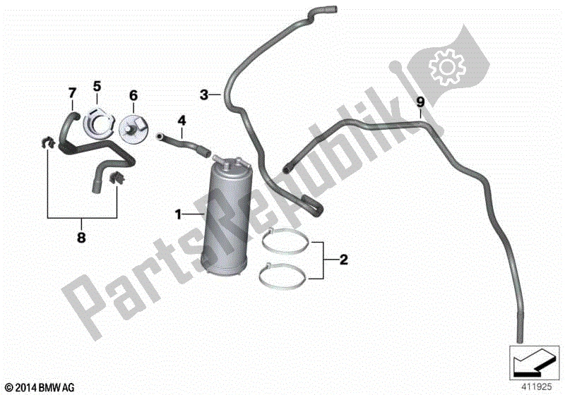 Todas las partes para Filtro / Tubo De Carbón Activado de BMW R 1200 RS K 54 2015 - 2018